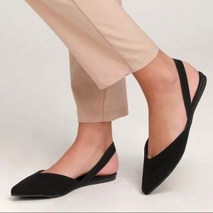 LULUS Chrystina Black Pointed Slingback Flats 6.5